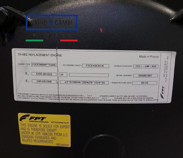 Motore Iveco F2CE9684P CNH 504317577