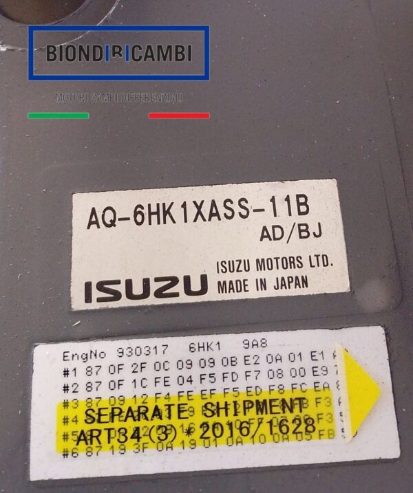 Motore Isuzu AQ-6HK1X CNH KSH16103