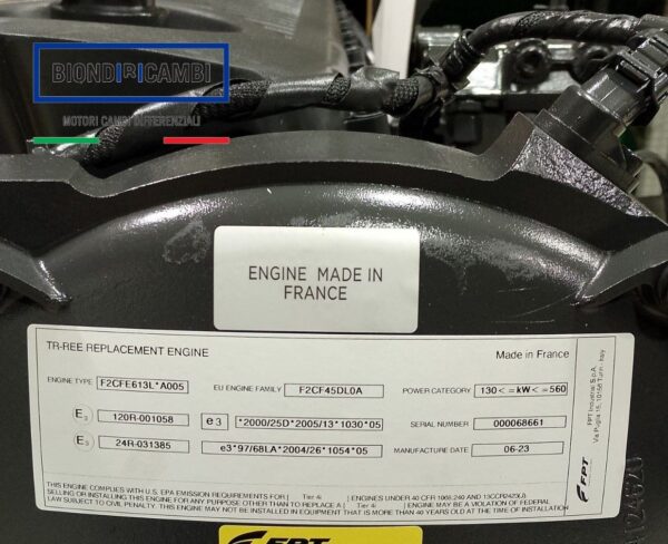 Motore Iveco F2CFE613L CNH 5801490148